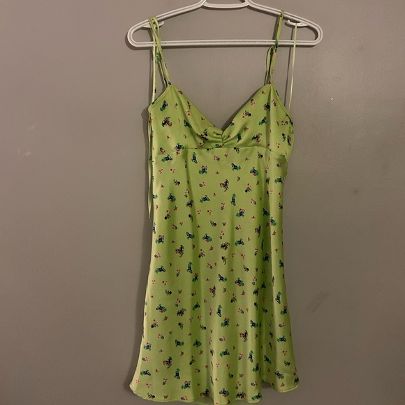 Zara Dresses & Skirts - Zara Light Green Dress with Floral Patterns